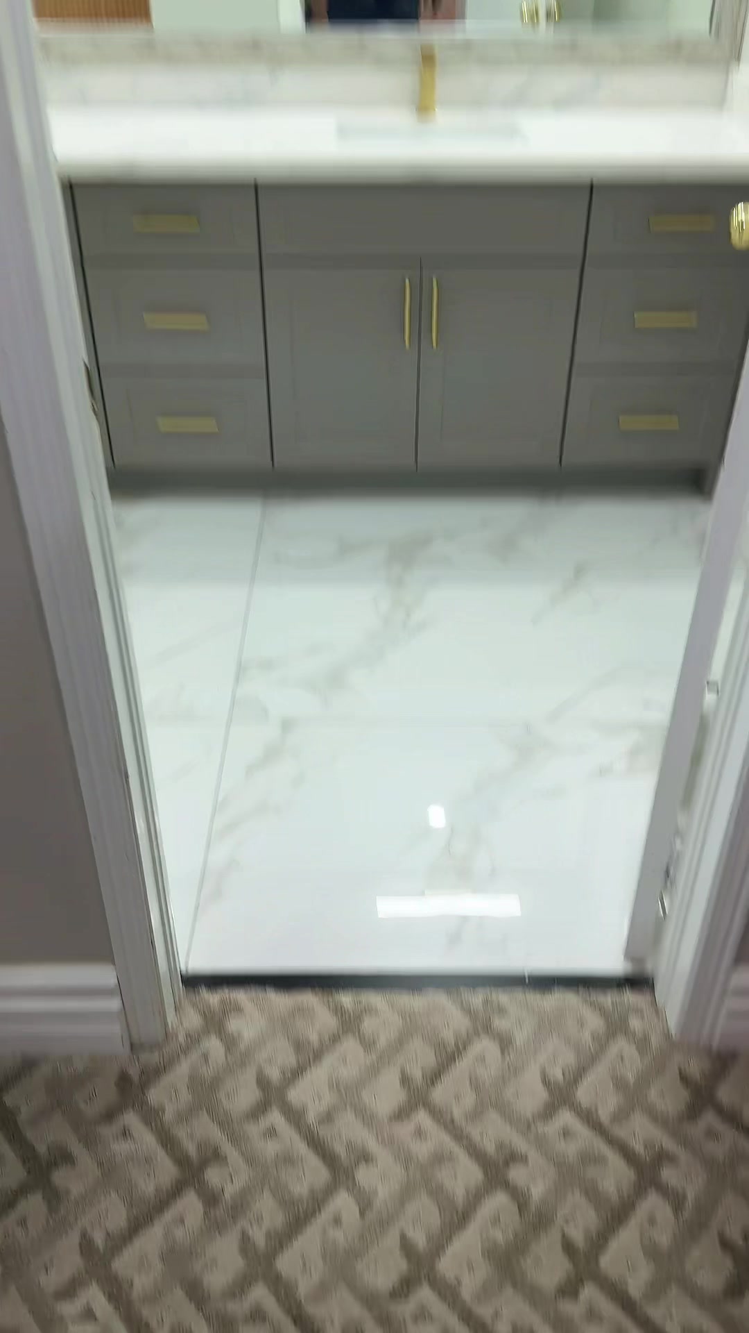 Marble walk-in shower renovation reveal in Brampton